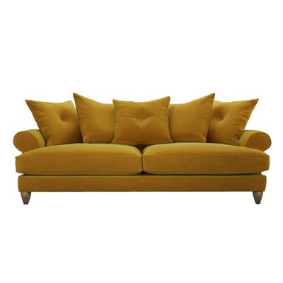 Amora 4 Seater Fabric Scatter Back Sofa | L110xW235xH96 - Mustard Yellow