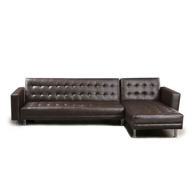 Laux Wide Faux Leather Reversible Sleeper Sofa & Chaise | L170xW300xH78 - Brown
