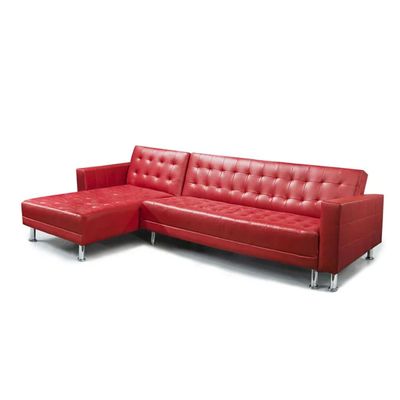 Laux Wide Faux Leather Reversible Sleeper Sofa & Chaise | L170xW300xH78 - Red