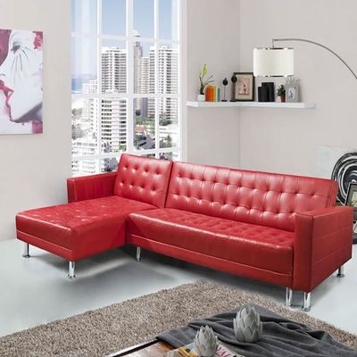 Laux Wide Faux Leather Reversible Sleeper Sofa & Chaise | L170xW300xH78 - Red