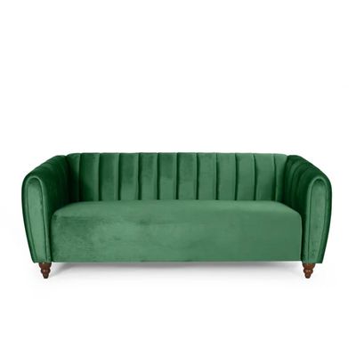 Alexus Velvet Tuxedo Arm Sofa | L80xW200xH77 - Green
