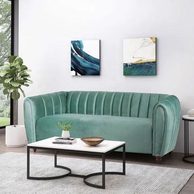 Alexus Velvet Tuxedo Arm Sofa | L80xW200xH77 - Teal