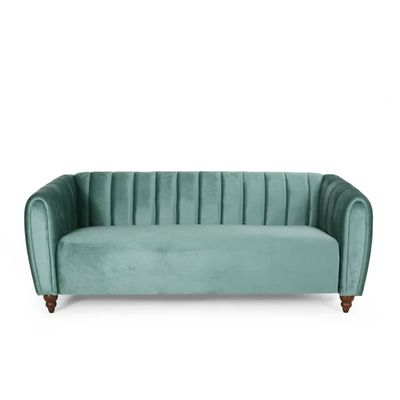 Alexus Velvet Tuxedo Arm Sofa | L80xW200xH77 - Teal