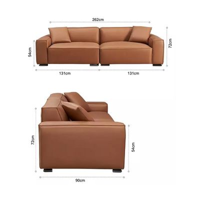 Malta Leather Chair and Modular Sofa | L90xW262xH72 - Brown