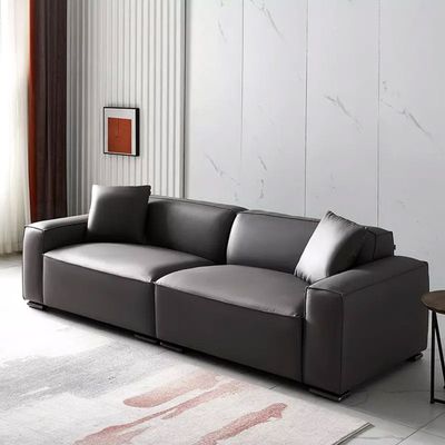 Malta Leather Chair and Modular Sofa | L90xW262xH72 - Charcoal Grey