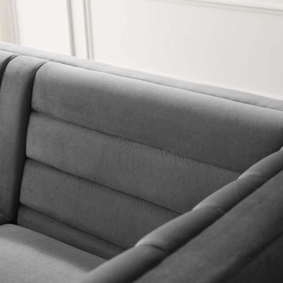 Addlon Channel Tufted Grey Velvet Sofa | L85xW230xH76 - Grey