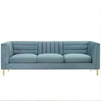 Addlon Channel Tufted Teal Velvet Sofa | L85xW230xH76 - Teal