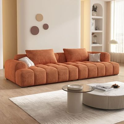 Bianca Modular Sofa in Corduroy Fabric | L96xW220xH63 - Orange