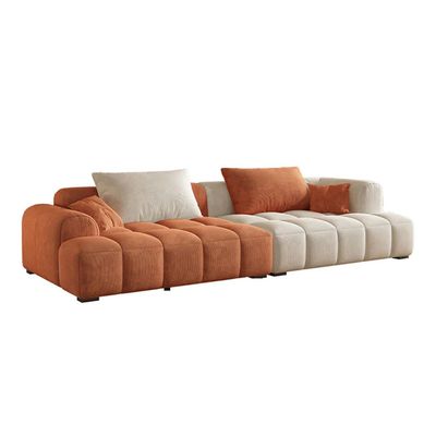 Bianca Modular Sofa in Corduroy Fabric | L96xW220xH63 - Orange and White
