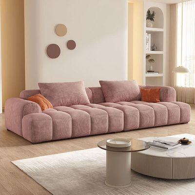 Bianca Modular Sofa in Corduroy Fabric | L96xW220xH63 - Pink