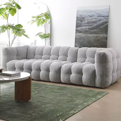 Cloud shaped Sofa in Boucle Fabric Sofa in Grey Color | L103xW300xH70 - Grey