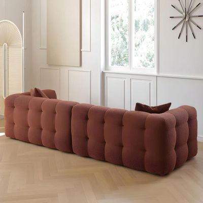 Cloud shaped Sofa in Boucle Fabric Sofa in Red Color | L103xW230xH70 - Red