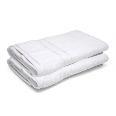 Bath Towel White 70 X 140 Cm 100% Cotton 500 Gsm Set Of 02 - Art-Bt009