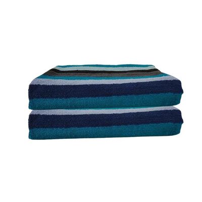 Bath Towel Blue 70 X 140 Cm 100% Cotton 550 Gsm Set Of 02 - Art-Btyd003