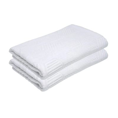 Bath Towel White 70 X 140 Cm 100% Cotton 500 Gsm Set Of 02 - Art-Bt006