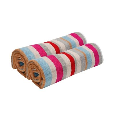 Bath Towel White Stripe 70 X 140 Cm 100% Cotton 550 Gsm Set Of 02