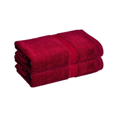 Bath Towel Maroon 70 X 140 Cm 100% Cotton 550 Gsm Set Of 02