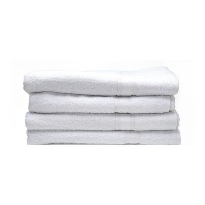 Bath Towel White 70 X 140 Cm 100% Cotton 500 Gsm Set Of 04 - Art-Bt024