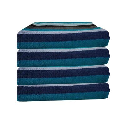 Bath Towel Blue 70 X 140 Cm 100% Cotton 550 Gsm Set Of 04 - Art-Btyd003