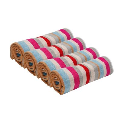Bath Towel White Stripe 70 X 140 Cm 100% Cotton 550 Gsm Set Of 04
