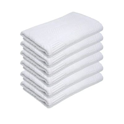 Bath Towel White 70 X 140 Cm 100% Cotton 500 Gsm Set Of 06 - Art-Bt006