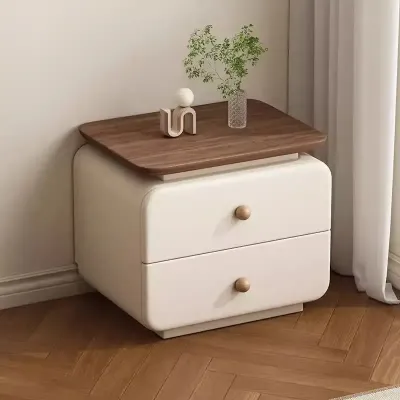 Sleek Bedside Table with Two Storage Drawers.