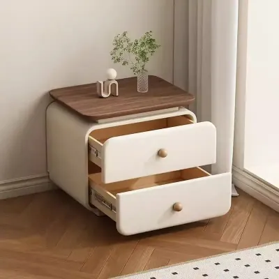 Sleek Bedside Table with Two Storage Drawers.