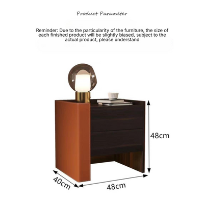 Set of Two Symmetrical Side Tables, Modern Wooden Nightstand with Ambient Light.