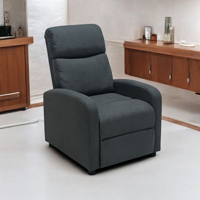 Single Seater Fabric Recliner Chair – Manual Reclining Sofa with Modern Design & Soft Padding – Comfortable One-Seater Lounge Chair for Living Room & Home Relaxation, Grey
