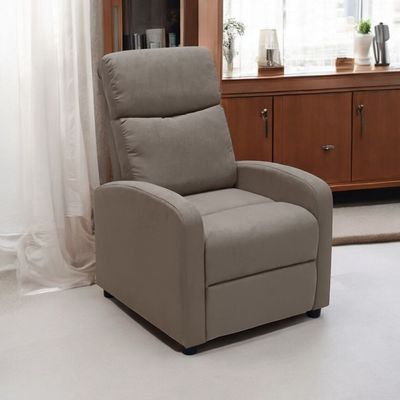 Single Seater Fabric Recliner Chair – Manual Reclining Sofa with Modern Design & Soft Padding – Comfortable One-Seater Lounge Chair for Living Room & Home Relaxation, Beige