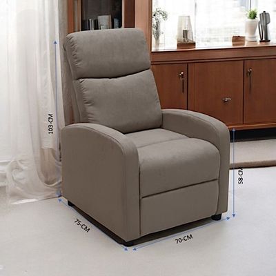 Single Seater Fabric Recliner Chair – Manual Reclining Sofa with Modern Design & Soft Padding – Comfortable One-Seater Lounge Chair for Living Room & Home Relaxation, Beige