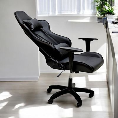 Ergonomic High Back PU Leather Office Chair | Reclining Backrest up to 180° | Gaming Chair with Adjustable Height, Headrest, and Lumbar Support, Black