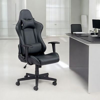 Ergonomic High Back PU Leather Office Chair | Reclining Backrest up to 180° | Gaming Chair with Adjustable Height, Headrest, and Lumbar Support, Black