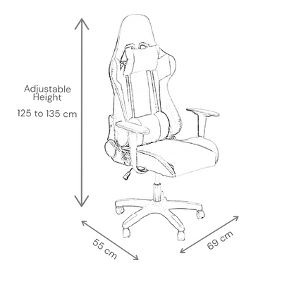 Ergonomic High Back PU Leather Office Chair | Reclining Backrest up to 180° | Gaming Chair with Adjustable Height, Headrest, and Lumbar Support, White Black