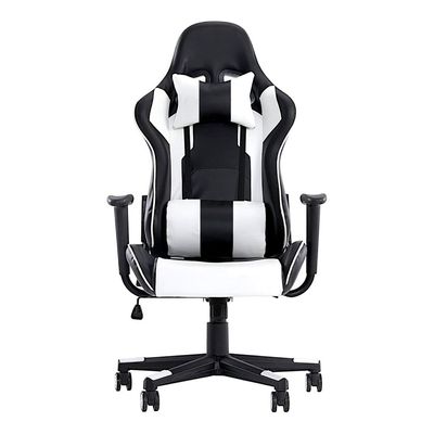 Ergonomic High Back PU Leather Office Chair | Reclining Backrest up to 180° | Gaming Chair with Adjustable Height, Headrest, and Lumbar Support, White Black