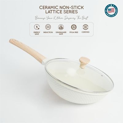 Healthy & Safe Ceramic Nonstick 10-pcs Cookware Set, Non-toxic, Induction Ready Set.