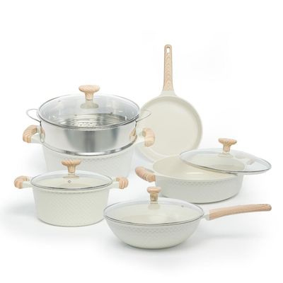 Healthy & Safe Ceramic Nonstick 10-pcs Cookware Set, Non-toxic, Induction Ready Set.
