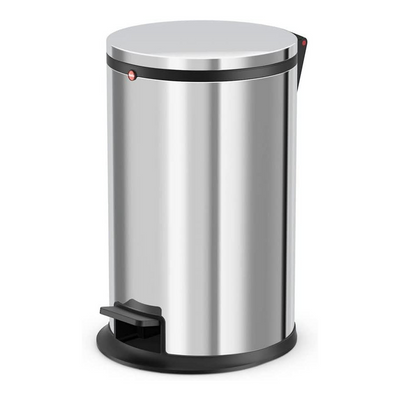 Hailo Pure M Pedal Bin, 12 Liters Kitchen Bin with Lid, Soft-Close Trash Can, Foot Pedal Dustbin for Bathroom, Office, or Bedroom, Compact Waste Bin, Stainless Steel, Made in Germany - HLO-0517-010