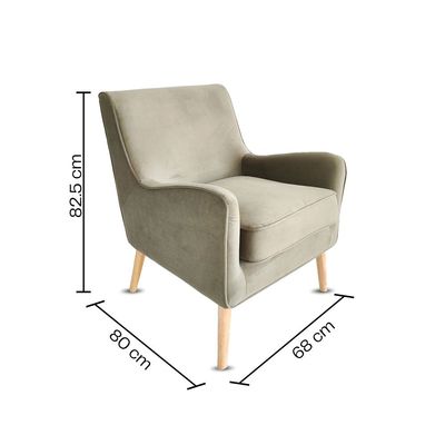 ROTAI Shelley Armchair with 2-Year Warranty | Soft Fabric Accent Chair | D28 High-Density Foam | Spring Support | Pine & Plywood Frame | Compact Modern Lounge Chair for Living Room