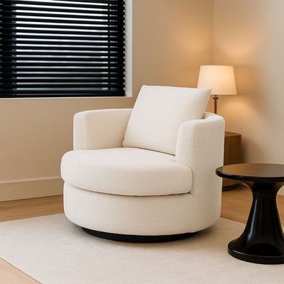 ROTAI Nest Swivel Chair with 2-Year Warranty | Modern Lounge Chair with Soft Fabric | 360° Swivel Base | D28 High-Density Foam | Spring Support | Pine Wood Frame | Living Room or Office Accent Chair