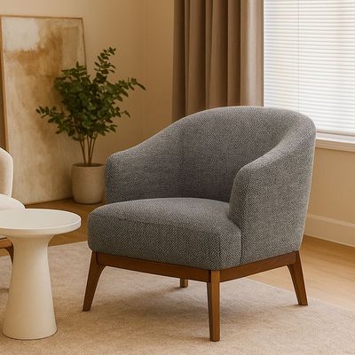 ROTAI Laura Lounge Chair with 2-Year Warranty | Soft Fabric Accent Chair | D28 High-Density Foam | Spring Support | Pine Wood Frame | Modern Armchair for Living Room or Bedroom.