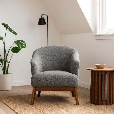 ROTAI Laura Lounge Chair with 2-Year Warranty | Soft Fabric Accent Chair | D28 High-Density Foam | Spring Support | Pine Wood Frame | Modern Armchair for Living Room or Bedroom.