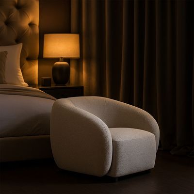 ROTAI Aspen Armchair with 2-Year Warranty | Modern Accent Chair with Soft Fabric | D28 Foam | Spring Support | Solid Wood Frame | Living Room Armchair | Compact & Comfortable Seating.