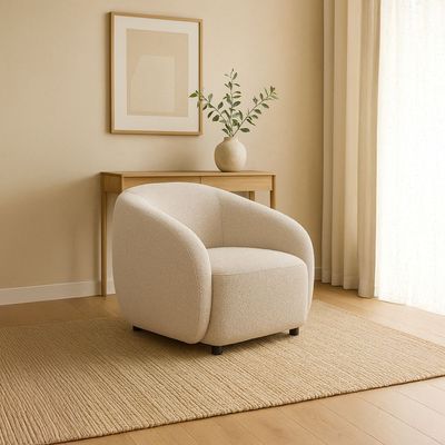 ROTAI Aspen Armchair with 2-Year Warranty | Modern Accent Chair with Soft Fabric | D28 Foam | Spring Support | Solid Wood Frame | Living Room Armchair | Compact & Comfortable Seating.