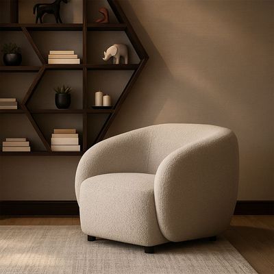 ROTAI Aspen Armchair with 2-Year Warranty | Modern Accent Chair with Soft Fabric | D28 Foam | Spring Support | Solid Wood Frame | Living Room Armchair | Compact & Comfortable Seating.