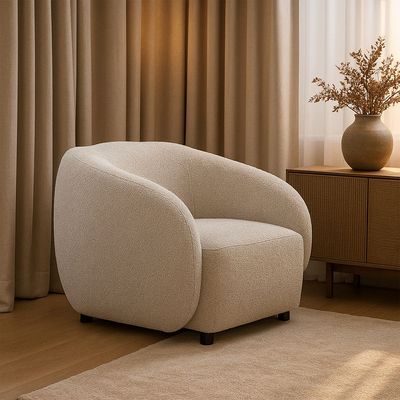 ROTAI Aspen Armchair with 2-Year Warranty | Modern Accent Chair with Soft Fabric | D28 Foam | Spring Support | Solid Wood Frame | Living Room Armchair | Compact & Comfortable Seating.
