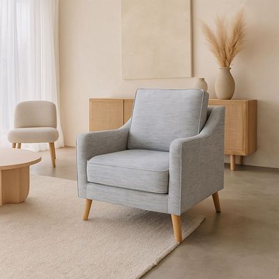 ROTAI Maddox Sofa 1-Seater with 2-Year Warranty | Soft Fabric Armchair | D28 High-Density Foam | Spring Seat Support | Pine Wood Frame | Modern Accent Chair for Living Room.