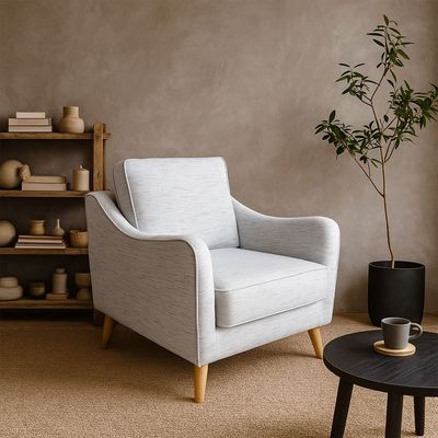 ROTAI Maddox Sofa 1-Seater with 2-Year Warranty | Soft Fabric Armchair | D28 High-Density Foam | Spring Seat Support | Pine Wood Frame | Modern Accent Chair for Living Room.