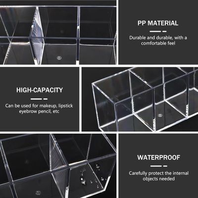 Makeup Brush Holder, Acrylic Makeup Organizer with 3 Compartments, Cosmetic Organizer, Cosmetic Container for Brushes, Eyeliner, Lipstick, Makeup (Clear)