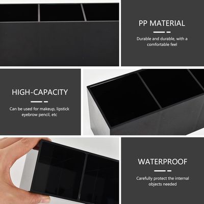 Makeup Brush Holder, 3 Compartments for Makeup Cosmetics, Makeup Brush Organizer, Eyeliner Brush Holder, Lipstick, Lip Gloss, Desk Storage Box (White)